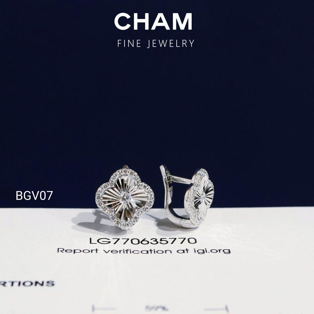 Hoa Tai BGV07 Vàng 10k Kim Cương Lab Grown Diamond (Barcode BT175)