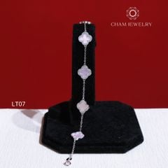 Lắc Tay CHAM JEWELRY LT07, Lắc 4 Lá Hồng, Bản 8.0mm (Barcode CSL1688)