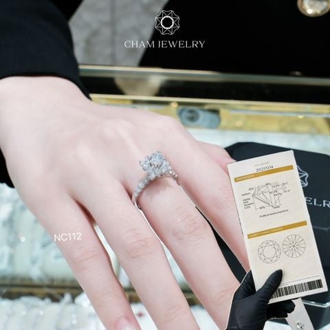 Nhẫn NC112 CHAM JEWELRY, Full Đá Moissanite, Chủ 5.0mm (Barcode TVM87)