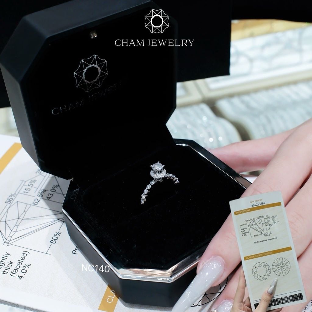 Nhẫn NC140 CHAM JEWELRY, Full Đá Moissanite Chủ 4.5mm (Barcode ONNU202)