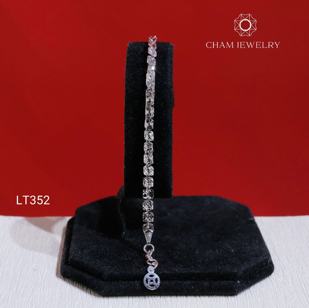 Lắc Tay LT352 CHAM JEWELRY , Xoắn Vuông 4.0mm Charm Cỏ 4 Lá (Barcode TLBC666).