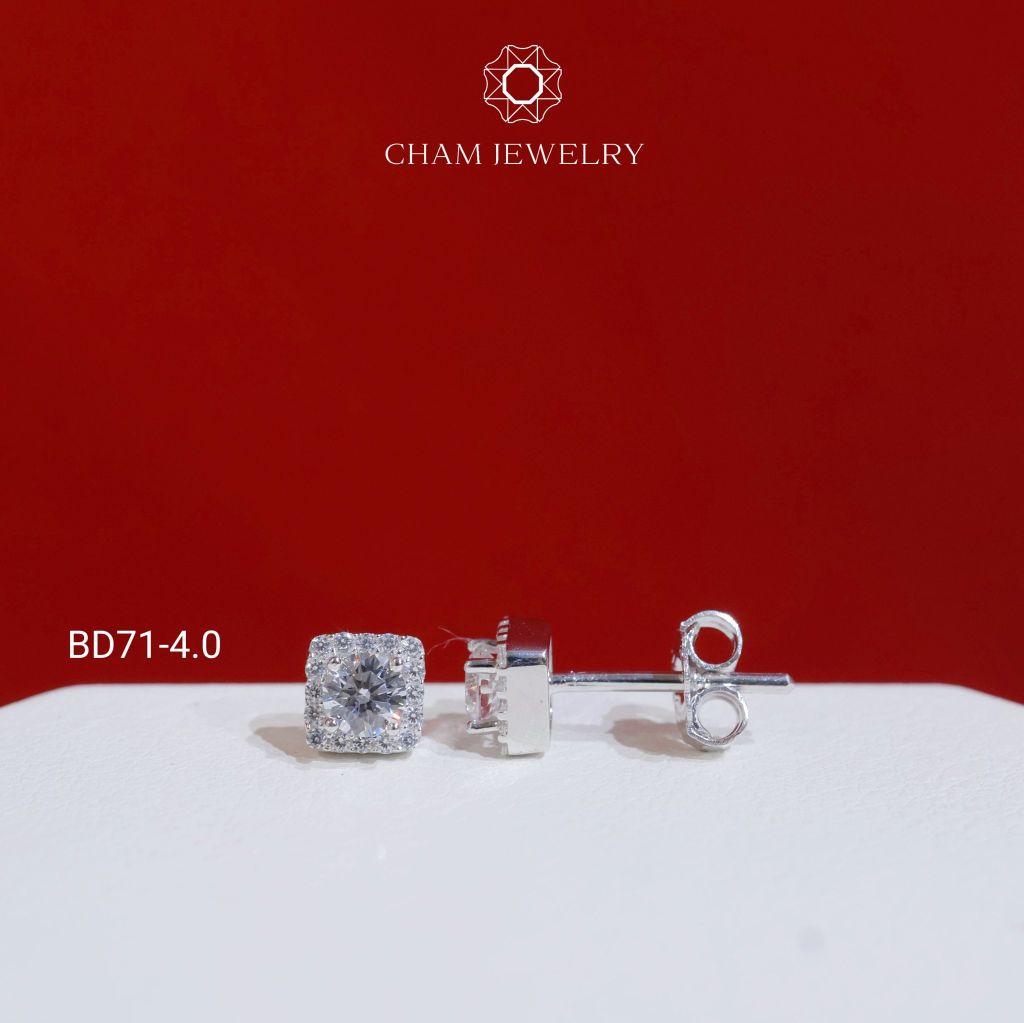 Hoa Tai BD71 CHAM JEWELRY , Hoa Tai Vuông Chủ 5.0mm ( Barcode TBD104 - TBD105).