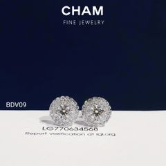 Hoa Tai BDV09 Vàng 10k Chủ 5.4mm Kim Cương Lab Grown Diamond
