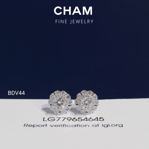 Hoa Tai BDV44 Vàng 10k Chủ 4.0mm Kim Cương Lab Grown Diamond (Barcode DBT5)