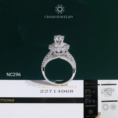Nhẫn NC296 CHAM JEWELRY, Đá Moissanite C&C Chủ 5.4mm (Barcode OCNN115)