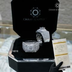 Nhẫn Nam NB18 CHAM JEWELRY, Full Moissanite Cao Cấp, Chủ 6.0mm (Barcode TVM80)