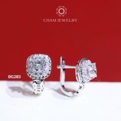 Hoa Tai BG283 CHAM JEWELRY, Xoàn Vuông Chủ 5.0mm (Barcode TBG956)