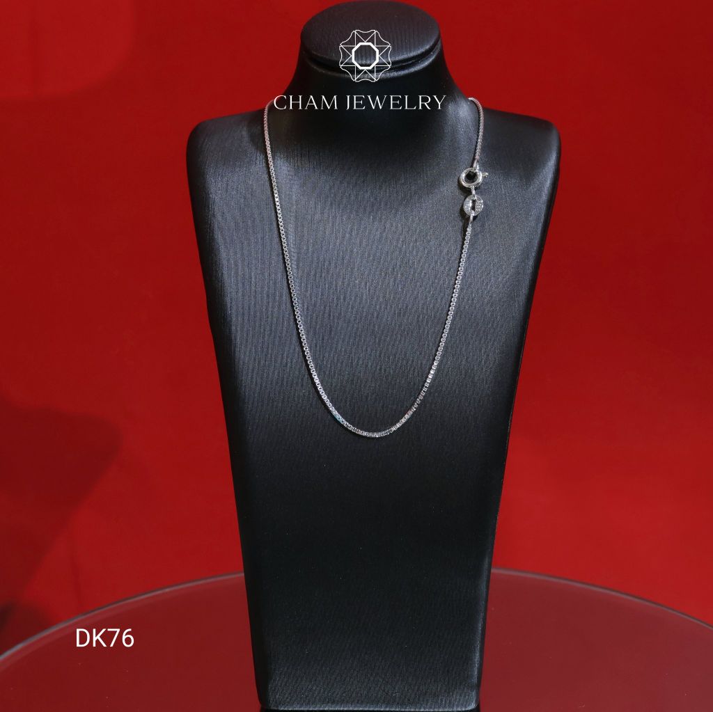 Dây Chuyền DK76 CHAM JEWELRY, Dây Mì Hộp Vuông Bản 0.8mm ( Barcode TDY32 ).