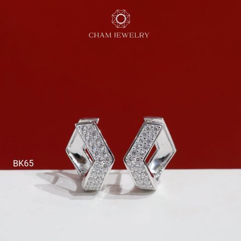 Hoa Tai BK65 CHAM JEWELRY, Hoa Tai Full Đá Barget Kiểu Vương Miện (Barcode CB3220).