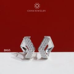 Hoa Tai BK65 CHAM JEWELRY, Hoa Tai Full Đá Barget Kiểu Vương Miện (Barcode CB3220).