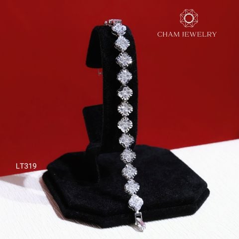 Lắc Tay LT319 CHAM JEWELRY, Lắc Cỏ 4 Lá Viền Chạm Máy (Barcode TLT1308).