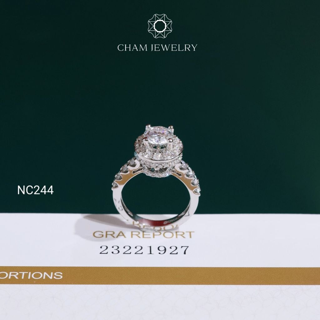 Nhẫn NC244 CHAM JEWELRY, Nhẫn Full Đá Moissanite Chủ 6.3mm (Barcode OCNN53)