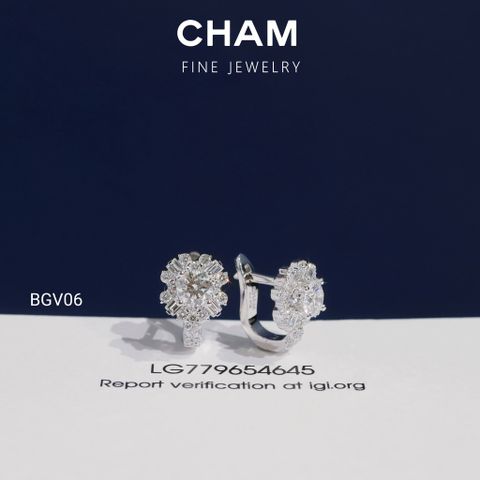 Hoa Tai BGV06 Vàng 10k Chủ 4.5mm Kim Cương Lab Grown Diamond