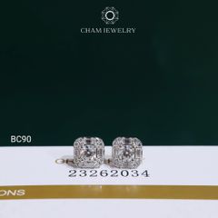 Hoa Tai BC90 CHAM JEWELRY, Hoa Tai Full Moissanite Chủ 4.0mm (Barcode OCB08)