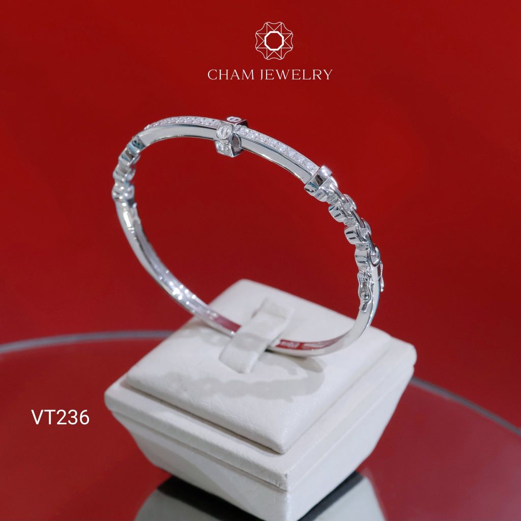 Vòng Tay CHAM JEWELRY VT236, Vòng Kiểu Cartier Charm Xỏ Bản 2.5mm (Barcode TV218).