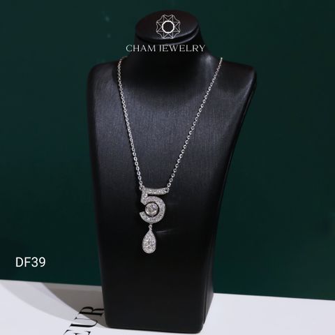 Dây Chuyền DF39 CHAM JEWELRY, Dây Liền Mặt Số 5 Full Đá Moissanite Chủ 4.5mm (Barcode OCD03).