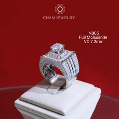 Nhẫn Nam NB05 CHAM JEWELRY, Chủ 7.2mm Full Moissanite Cao Cấp (Barcode OCNA04).