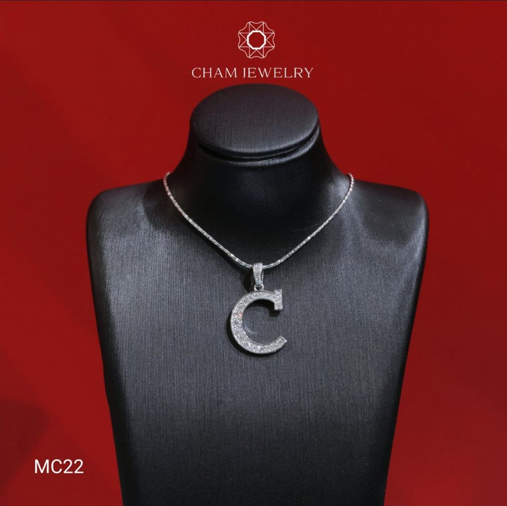 Mặt Dây Chuyền MC22 CHAM JEWELRY , Mặt Chữ C Full Moissanite Cao Cấp (Barcode OM61).