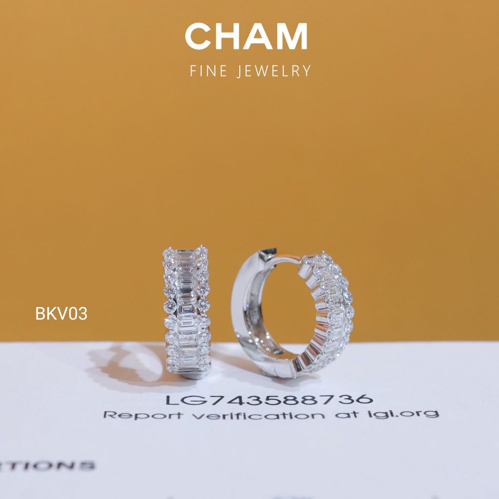 Hoa Tai BKV03 Vàng 10k Kim Cương Lab Grown Diamond