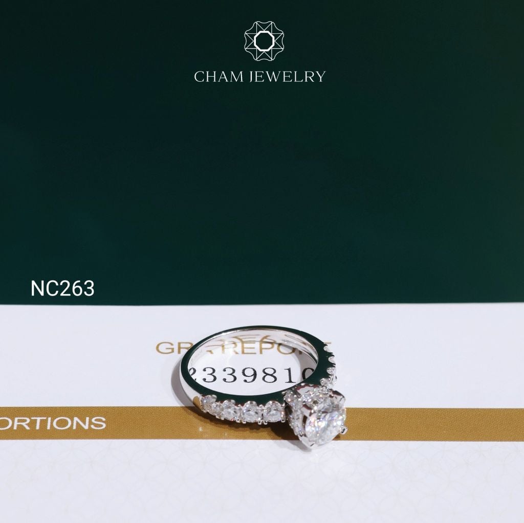 Nhẫn NC263 CHAM JEWELRY, Nhẫn Full Đá Moissanite Chủ 6.0mm (Barcode OCNN94)