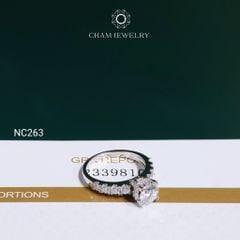 Nhẫn NC263 CHAM JEWELRY, Nhẫn Full Đá Moissanite Chủ 6.0mm (Barcode OCNN94)