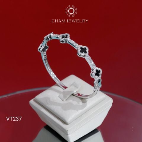 Vòng Tay VT237 CHAM JEWELRY, Vòng Nửa Hàng Cỏ 4 Lá 7.5mm (Barcode TVB324V).