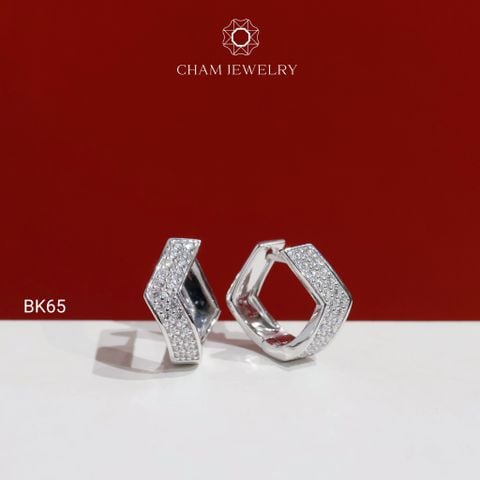 Hoa Tai BK65 CHAM JEWELRY, Hoa Tai Full Đá Barget Kiểu Vương Miện (Barcode CB3220).