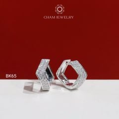 Hoa Tai BK65 CHAM JEWELRY, Hoa Tai Full Đá Barget Kiểu Vương Miện (Barcode CB3220).