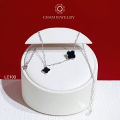 Lắc Chân LC103 CHAM JEWELRY, Lắc Cỏ 4 Lá Đen Bảng 9.0mm (Barcode CLACY352).