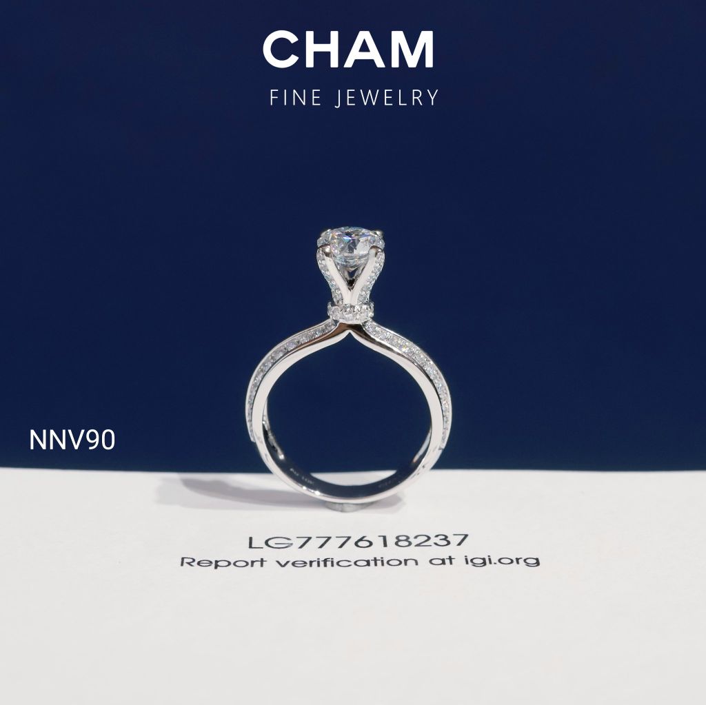 Nhẫn Nữ NNV90 Vàng 10k Chủ 6.3mm Kim Cương Lab Grown Diamond (Barcode DNU22)