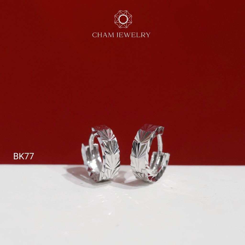 Hoa Tai BK77 CHAM JEWELRY, Hoa Tai Khoen Chạm Máy Bản 3.0mm ( TBK401 )