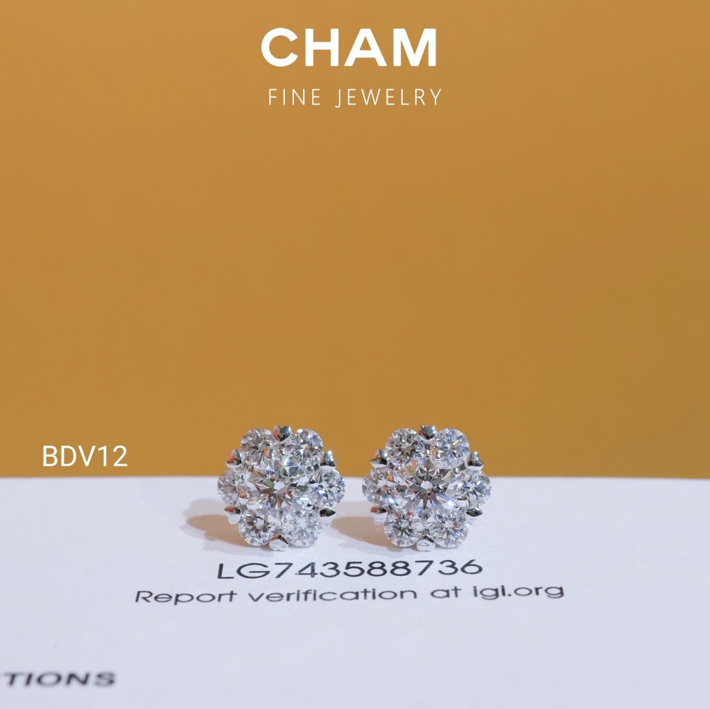 Hoa Tai BDV12 Chủ 5.0mm Vàng 10k Kim Cương Lab Grown Diamond