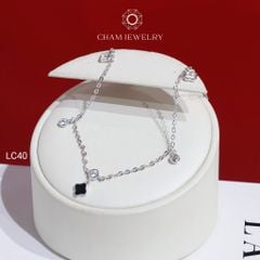 Lắc Chân LC40 CHAM JEWELRY , Lắc Charm Cỏ 4 Lá Đen ( C-LC252(A12) )