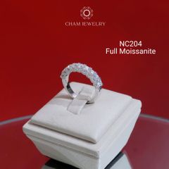 Nhẫn NC204 CHAM JEWELRY, Nhẫn Nửa Hàng Đá Full Moissanite 3.0mm (Barcode OCNN29)
