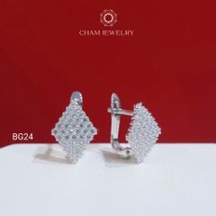 Hoa Tai CHAM JEWERLY BG24, Bông Hình Thoi Full Đá (Barcode TBG199)