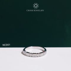 Nhẫn Cặp NCD01 CHAM JEWELRY, Đá  Moissanite Full C&C (Barcode OCNC01)