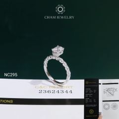 Nhẫn NC295 CHAM JEWELRY, Đá Moissanite C&C Chủ Oval 7x5mm (Barcode ONNU108)