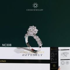 Nhẫn NC308 CHAM JEWELRY, Đá Moissanite C&C Chủ 5.4mm (Barcode OCNN133)