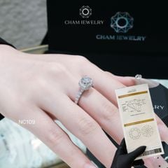 Nhẫn NC109 CHAM JEWELRY, Full Đá Moissanite, Chủ 5.5mm (Barcode TVM110)