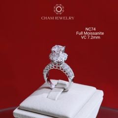 Nhẫn NC74 CHAM JEWELRY, Full Moissanite, Chủ 7.2mm (Barcode ONNU106)