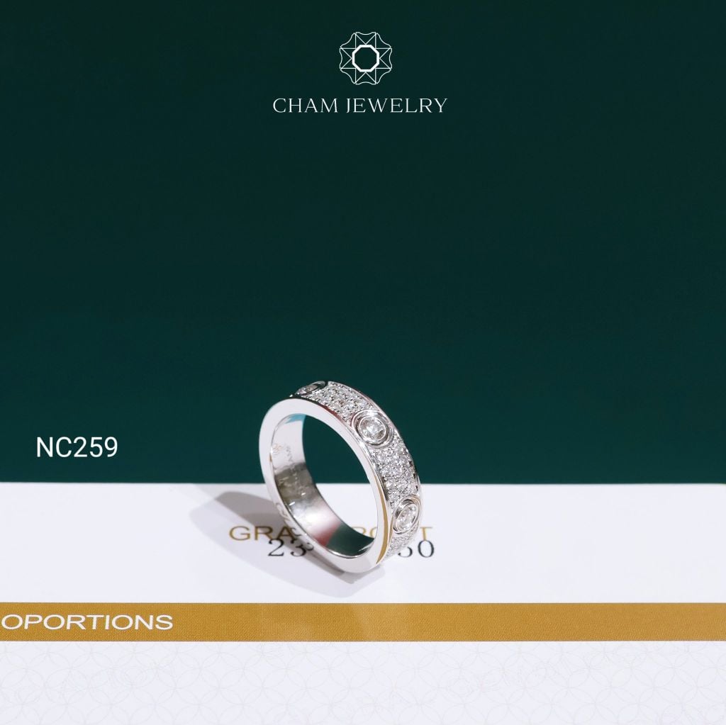Nhẫn NC259 CHAM JEWELRY, Nhẫn Full Đá Moissanite (Barcode OCNN113)