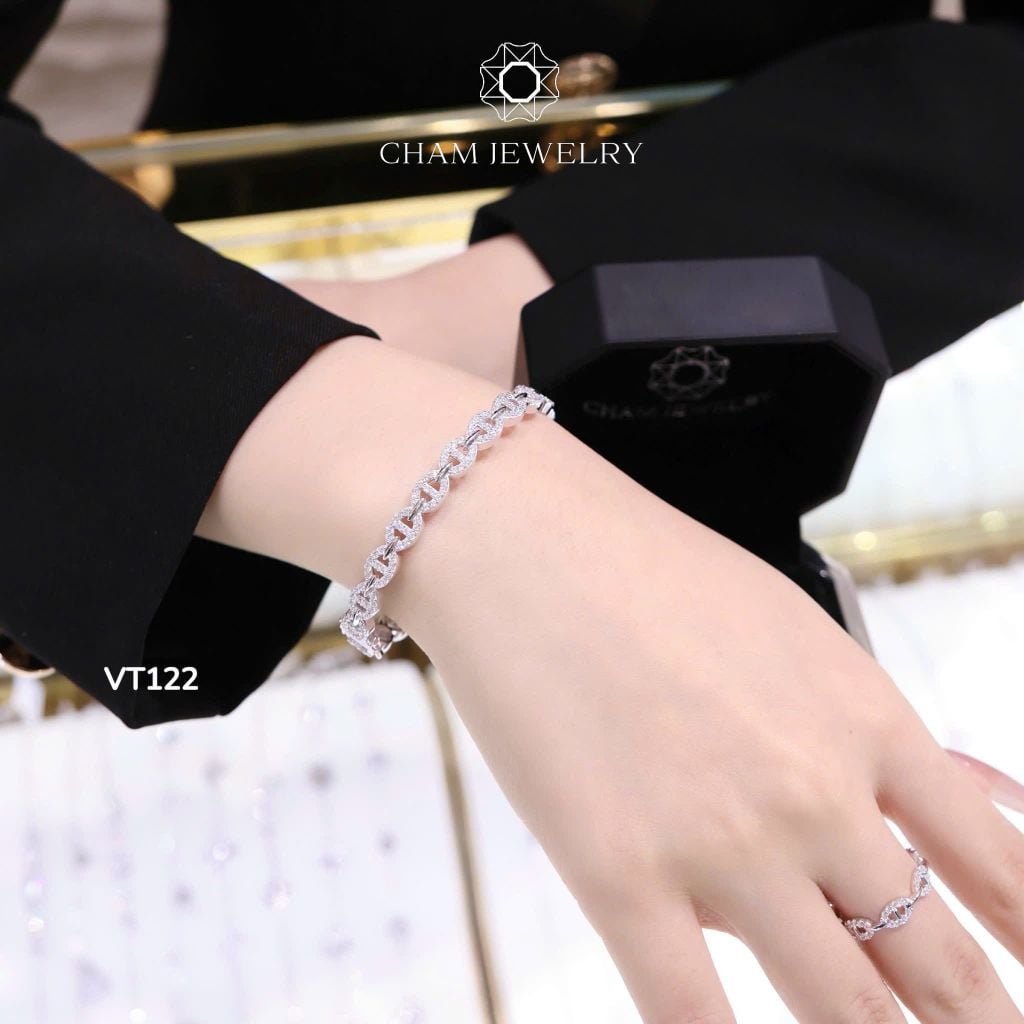 Vòng Tay CHAM JEWELRY VT122, Vòng Kiểu Bản 6.0mm (Barcode CV7454)