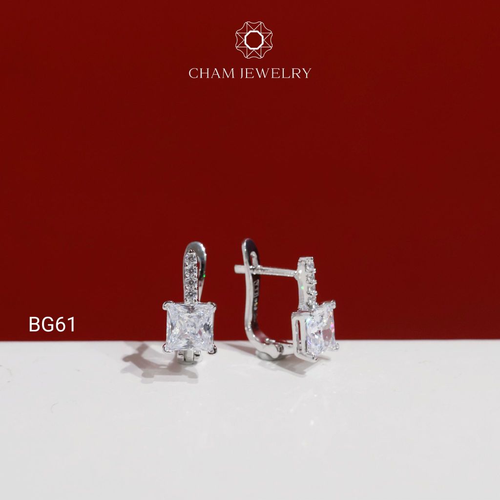 Hoa Tai BG61 CHAM JEWELRY, Chủ Vuông 5.0mm (Barcode TBG1121).