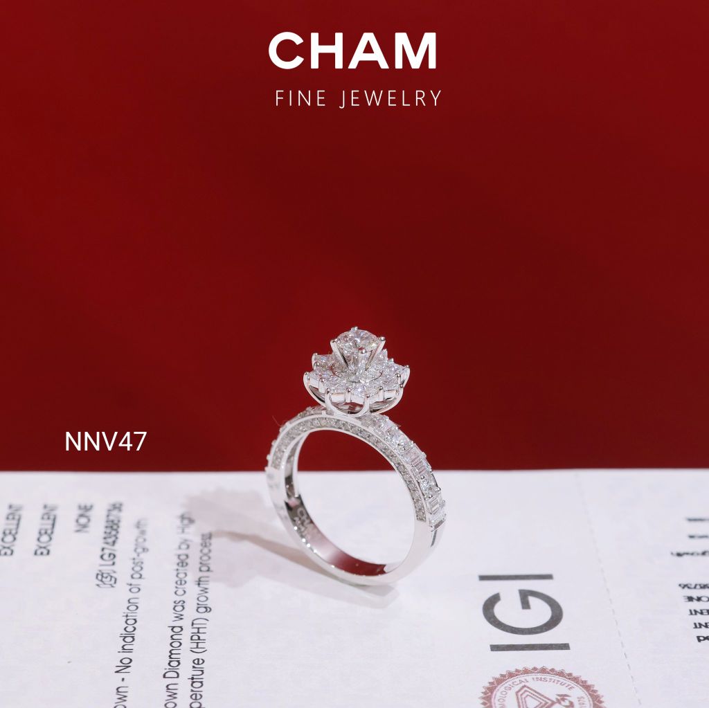 Nhẫn Nữ NNV47 Vàng 10k Chủ 4.5mm Kim Cương Lab Grown Diamond