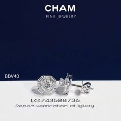 Hoa Tai BDV40 Vàng 10k Chủ 4.0mm Kim Cương Lab Grown Diamond