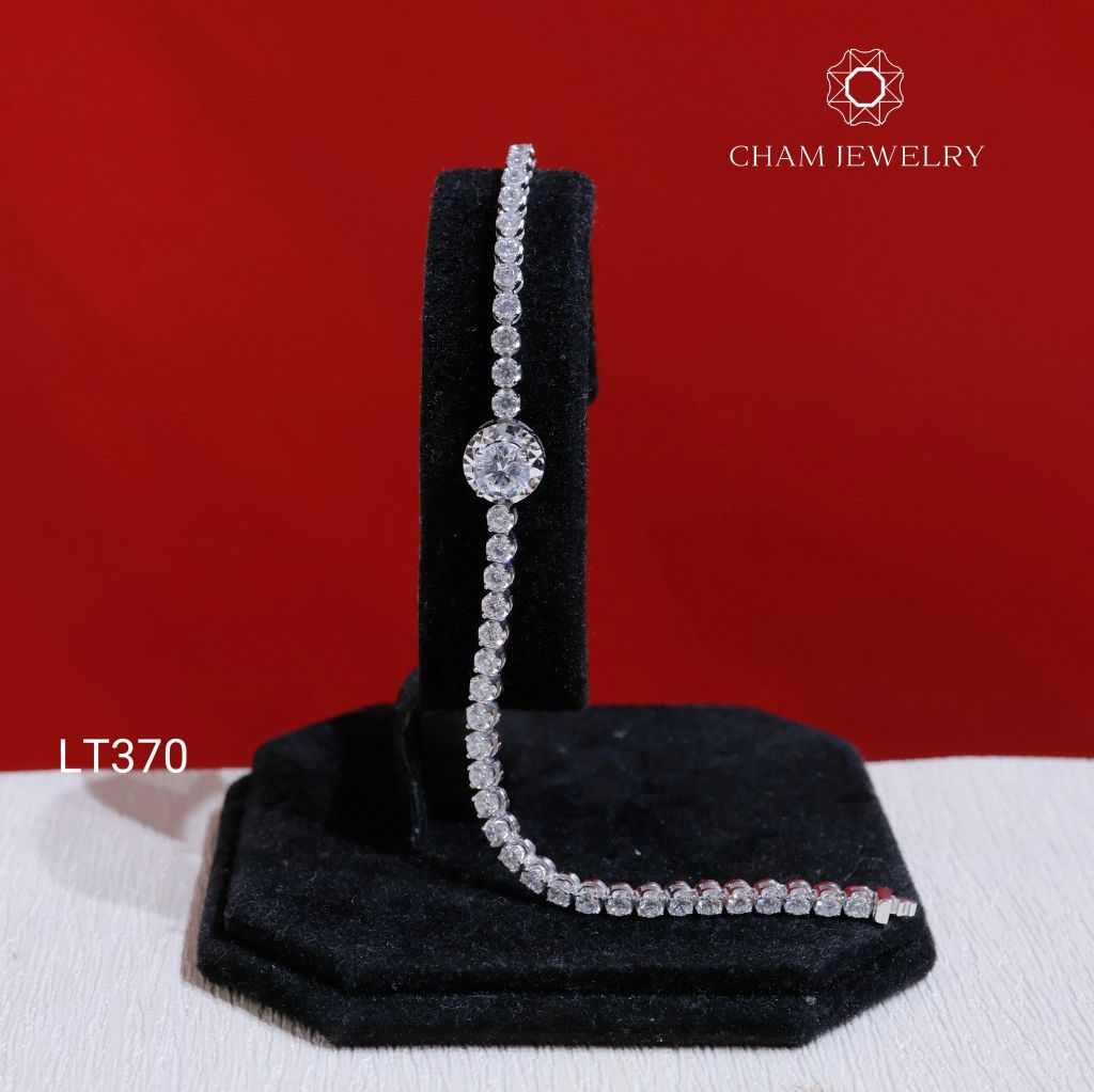 Lắc Tay LT370 CHAM JEWELRY , Lắc Full Đá Viền Tròn Chạm Máy Kết 2.5mm (Barcode KLT72).