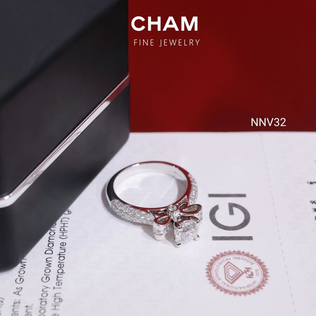 Nhẫn Nữ NNV32 Vàng 10k Chủ 5.4mm Kim Cương Lab Grown Diamond