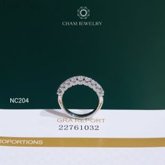 Nhẫn NC204 CHAM JEWELRY, Nhẫn Nửa Hàng Đá Full Moissanite 3.0mm (Barcode OCNN29)