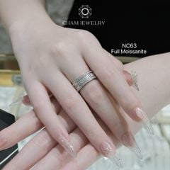 Nhẫn NC63 CHAM JEWELRY, Full Kim Cương Moissanite, Bản 8.0mm (Barcode ONNU88)