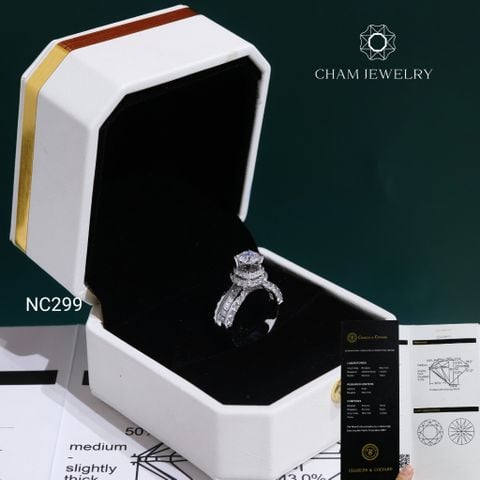 Nhẫn NC299 CHAM JEWELRY, Đá Moissanite C&C Chủ 5.4mm (Barcode OCNN81)
